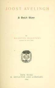 Cover of: Joost Avelingh by Maarten Maartens, Maarten Maartens