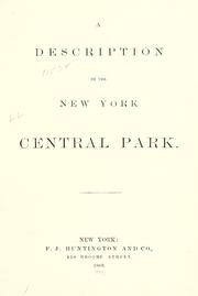 Cover of: A description of the New York Central park. by Clarence Cook
