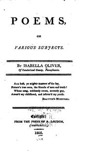 Poems, on various subjects by Isabella Oliver