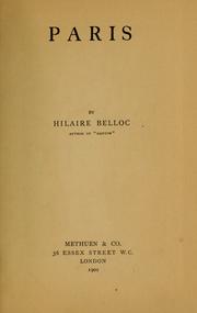 Cover of: Paris by Hilaire Belloc