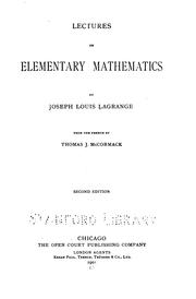 Front cover of Lectures on elementary mathematics by J. L. La Grange