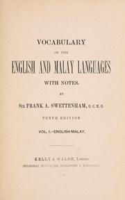 Cover of: Vocabulary of the English and Malay languages with notes.