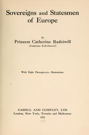 Sovereigns and statesmen of Europe by Catherine Radziwiłł
