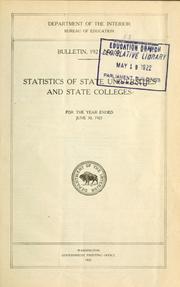 Cover of: Statistics of state universities and state colleges for the year ended June 30, 1921