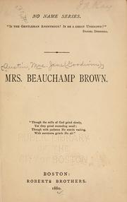 Cover of: Mrs. Beauchamp Brown.
