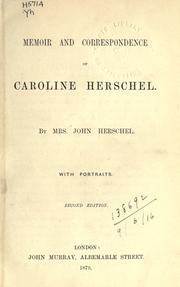Cover of: Correspondence. by Caroline Lucretia Herschel