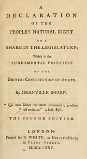 A declaration of the people's natural right to a share in the legislature by Granville Sharp