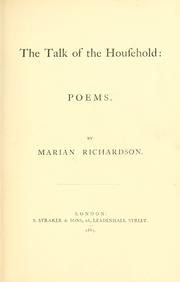 Cover of: The talk of the household by Marian Richardson