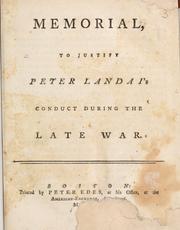 Cover of: Memorial, to justify Peter Landai's conduct during the late war. by Peter Landais