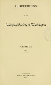 Cover of: Proceedings of the Biological Society of Washington. by Biological Society of Washington.