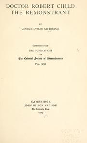 Cover of: Doctor Robert Child: the remonstrant