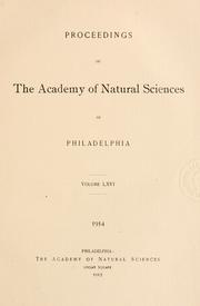 Cover of: Proceedings of the Academy of Natural Sciences of Philadelphia, Volume 66