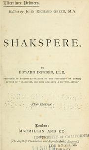 Cover of: Shakespeare. by Dowden, Edward