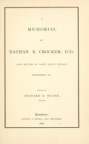 Cover of: memorial of Nathan B. Crocker, D.D.: late rector of Saint John's church, Providence, R.I.