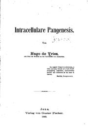 Cover of: Intracellulare pangenesis. by Vries, Hugo de