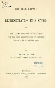 Cover of: true theory of representation in a state ...