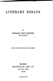 Cover of: Literary essays by Richard Holt Hutton