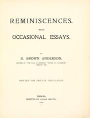 Reminiscences by D. Brown Anderson