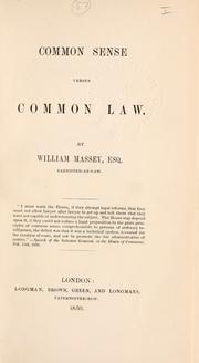 Cover of: Common sense versus Common law