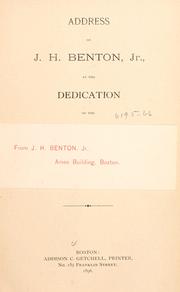 Cover of: Address of J.H. Benton, Jr., at the dedication of the Bradford Public Library building, Bradford, Vermont, July 4, 1895.