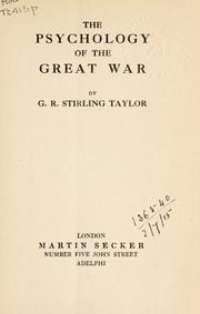 Cover of: The psychology of the great war.