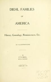 Cover of: Diehl families of America by E. H. Diehl