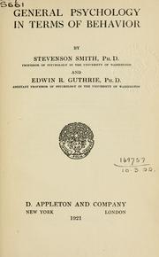 General psychology in terms of behavior by Stevenson Smith