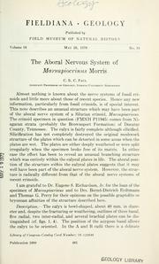Cover of: aboral nervous system of Marsupiocrinus Morris
