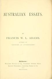 Cover of: Australian essays. by Francis William Lauderdale Adams