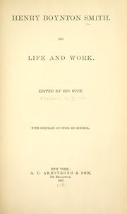 Cover of: Henry Boynton Smith.: His life and work.