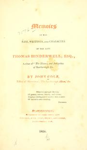 Memoirs of the life, writings and charcter of the late Thomas Hinderwell .. by John Cole