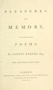 Cover of: The pleasures of memory, with some other poems.