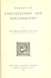 Cover of: Essays in librarianship and bibliography