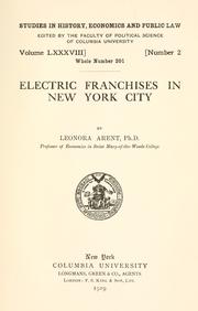Cover of Electric franchises in New York City by leonora arent