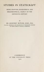 Cover of: Studies in statecraft by Butler, Geoffrey G. Sir