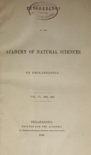 Cover of: Proceedings of the Academy of Natural Sciences of Philadelphia, Volume 6 by Academy of Natural Sciences of Philadelphia