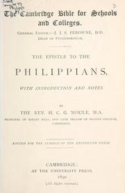 Cover of: The Epistle to the Philippians: with introduction and notes; ed. for the syndics of the University Press.