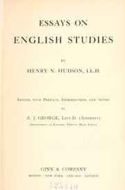 Cover of: Essays on English studies