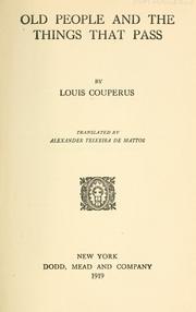 Old people and the things that pass by Louis Couperus