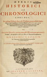 Cover of: Operis historici et chronologici libri duo by Baillie, Robert