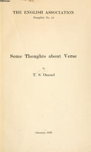 Cover of: Some thoughts about verse.