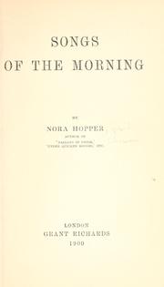 Cover of: Songs of the morning
