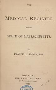Cover of: The medical register for the state of Massachusetts