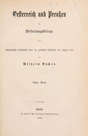 Cover of: Oesterreich und Preussen im Befreiungskriege by Wilhelm Oncken