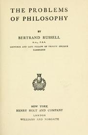 Cover of: The problems of philosophy by Bertrand Russell