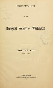 Cover of: Proceedings of the Biological Society of Washington. by Biological Society of Washington.