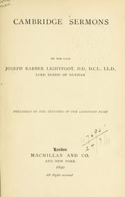 Cover of: Cambridge sermons. by Joseph Barber Lightfoot