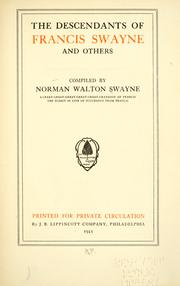 Cover of: The descendants of Francis Swayne and others