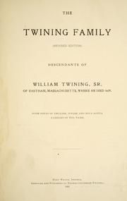 Cover of: The Twining family. by Thomas J. Twining