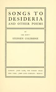 Cover of: Songs to Desideria: and other poems